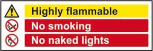 Highly Flammable No Smoking No Naked Lights Sign 14878