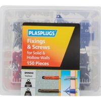 Fixings & Screws Kit for Solid & Hollow Walls, 150 Piece